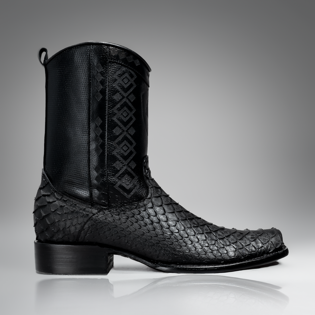 MEN'S PYTHON SNIP TOE ZIPPER COWBOY BOOTS