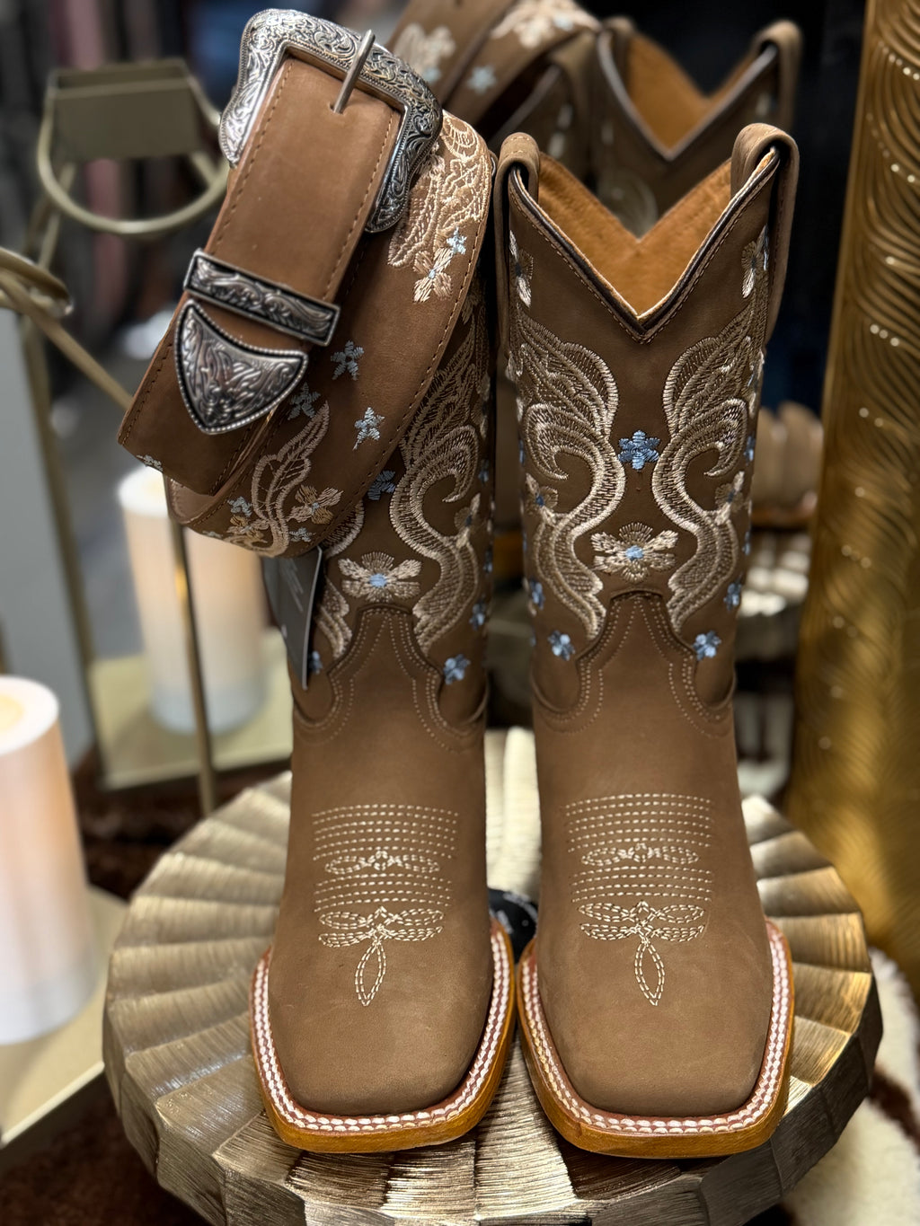 Sarahi Blue Women’s Boots and Belt Set