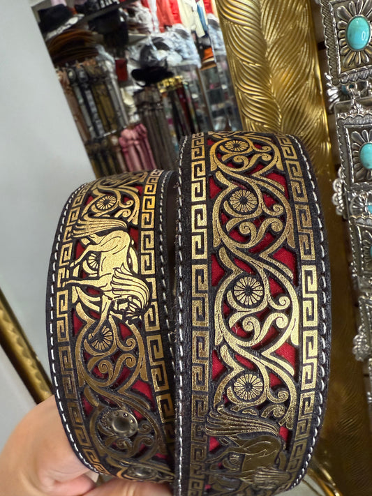 CABALLO LASER 2 INC BELT GOLD WITH RED