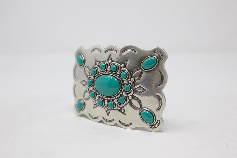 Turquoise Bead Western Belt Buckle, (1.5'') Removable Western Buckle