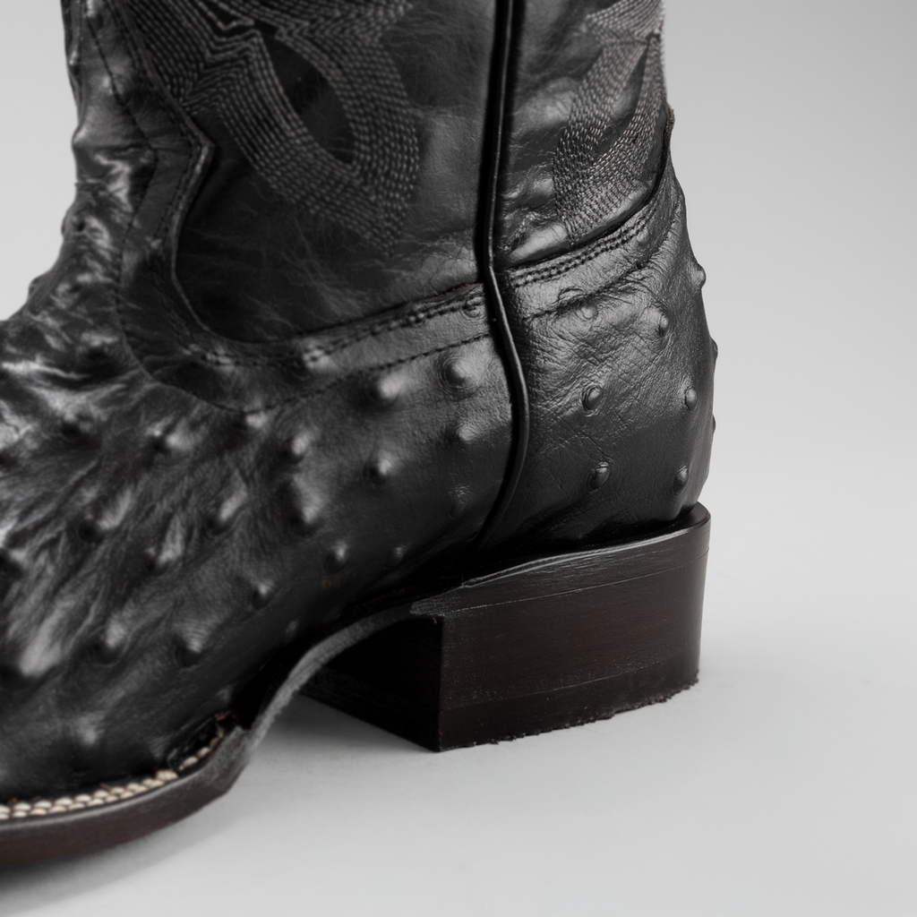 MEN'S OSTRICH SQUARE TOE COWBOY BOOTS AND BELT COMBO
