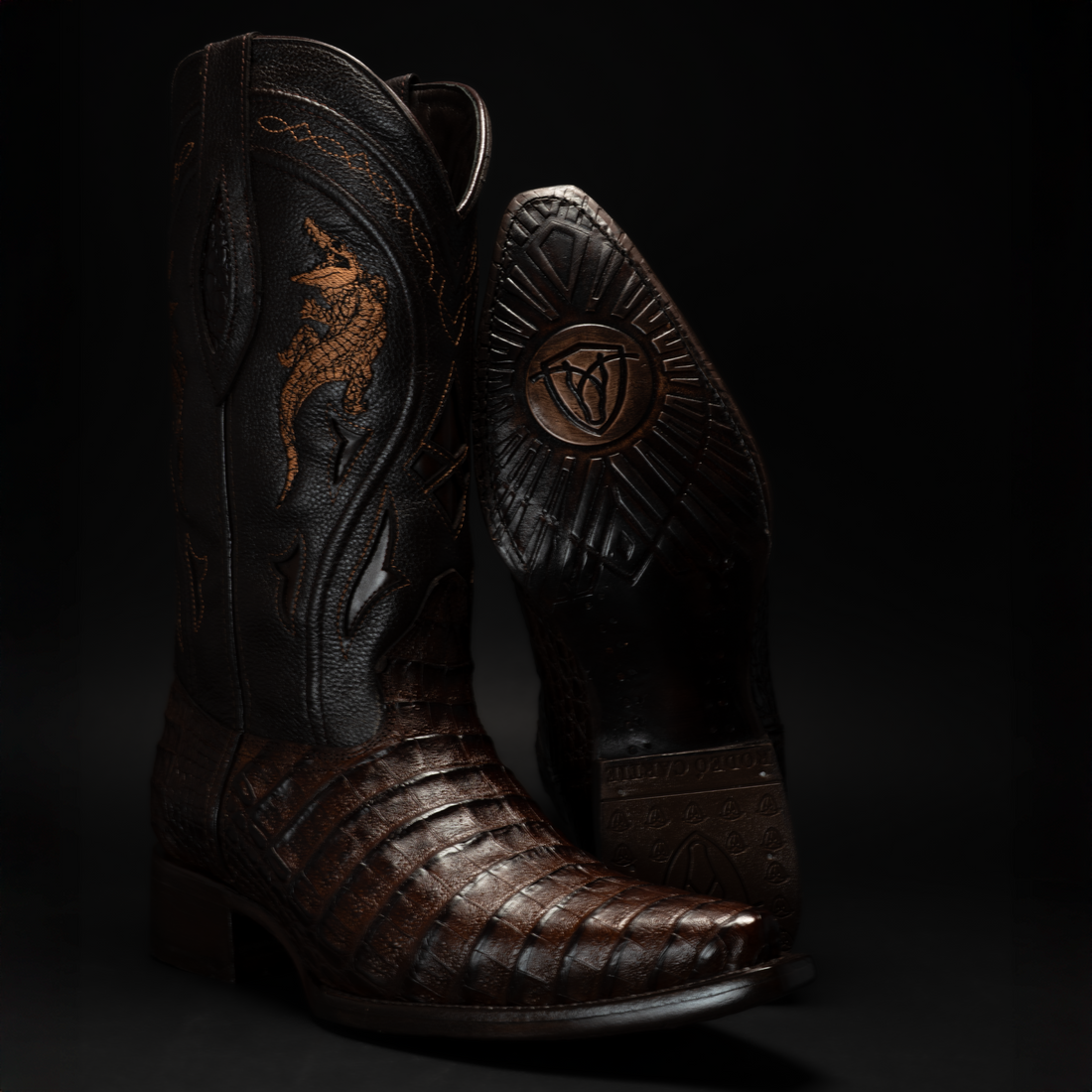 MEN'S 608 SNIP TOE EXOTIC CAIMAN BELLY WESTERN COWBOY BOOT