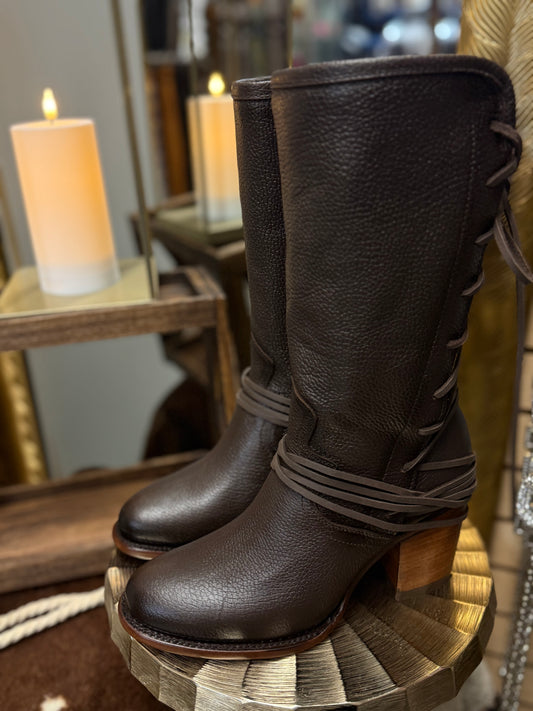 Juliet| All Leather Round Boots (Brown)