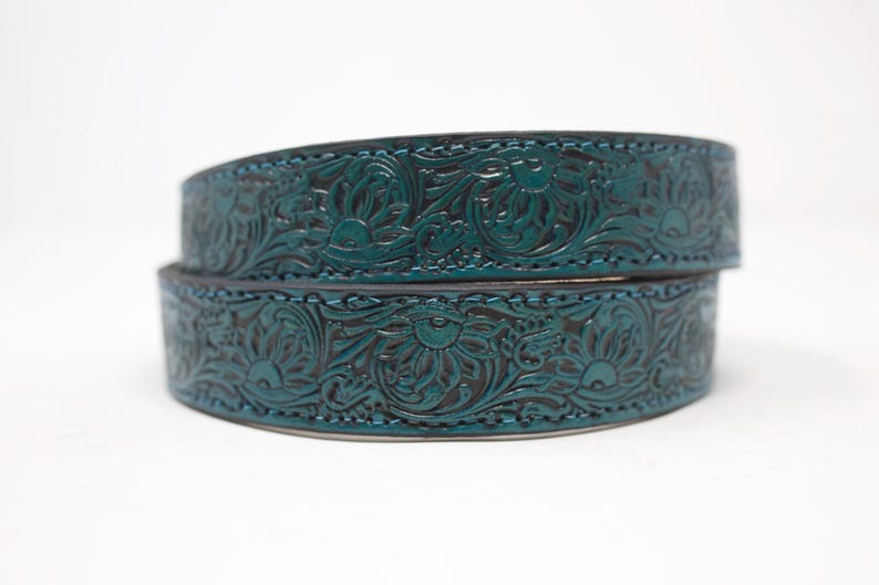 HandTooled Sunflower Belt, (1.5’’) Hand Painted Belt with Removable Western Sunflower Buckle
