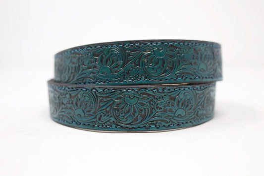 HandTooled Sunflower Belt, (1.5’’) Hand Painted Belt with Removable Western Sunflower Buckle