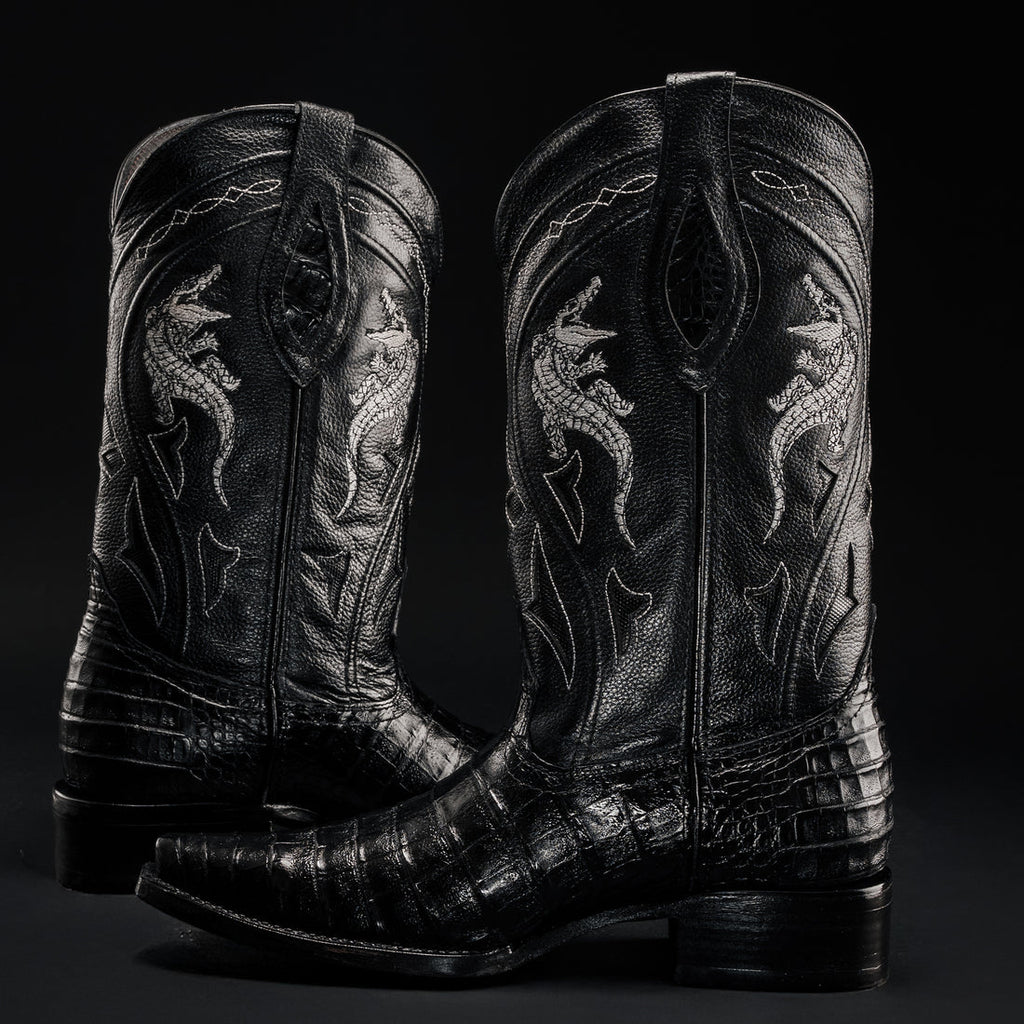 MEN'S 608 SNIP TOE EXOTIC CAIMAN BELLY WESTERN COWBOY BOOT