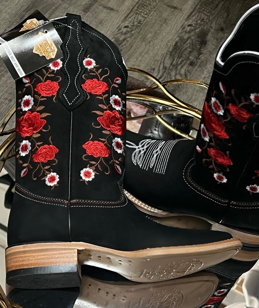 Flor Women’s Square Toe Boots (Black)