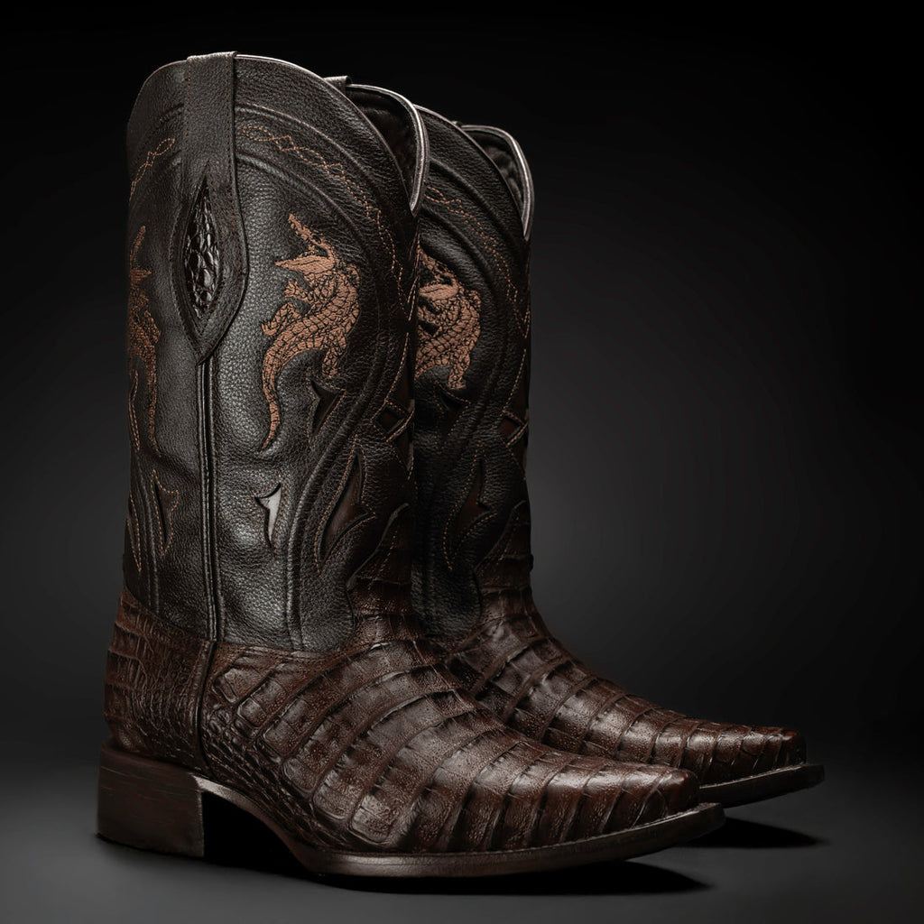 MEN'S 608 SNIP TOE EXOTIC CAIMAN BELLY WESTERN COWBOY BOOT