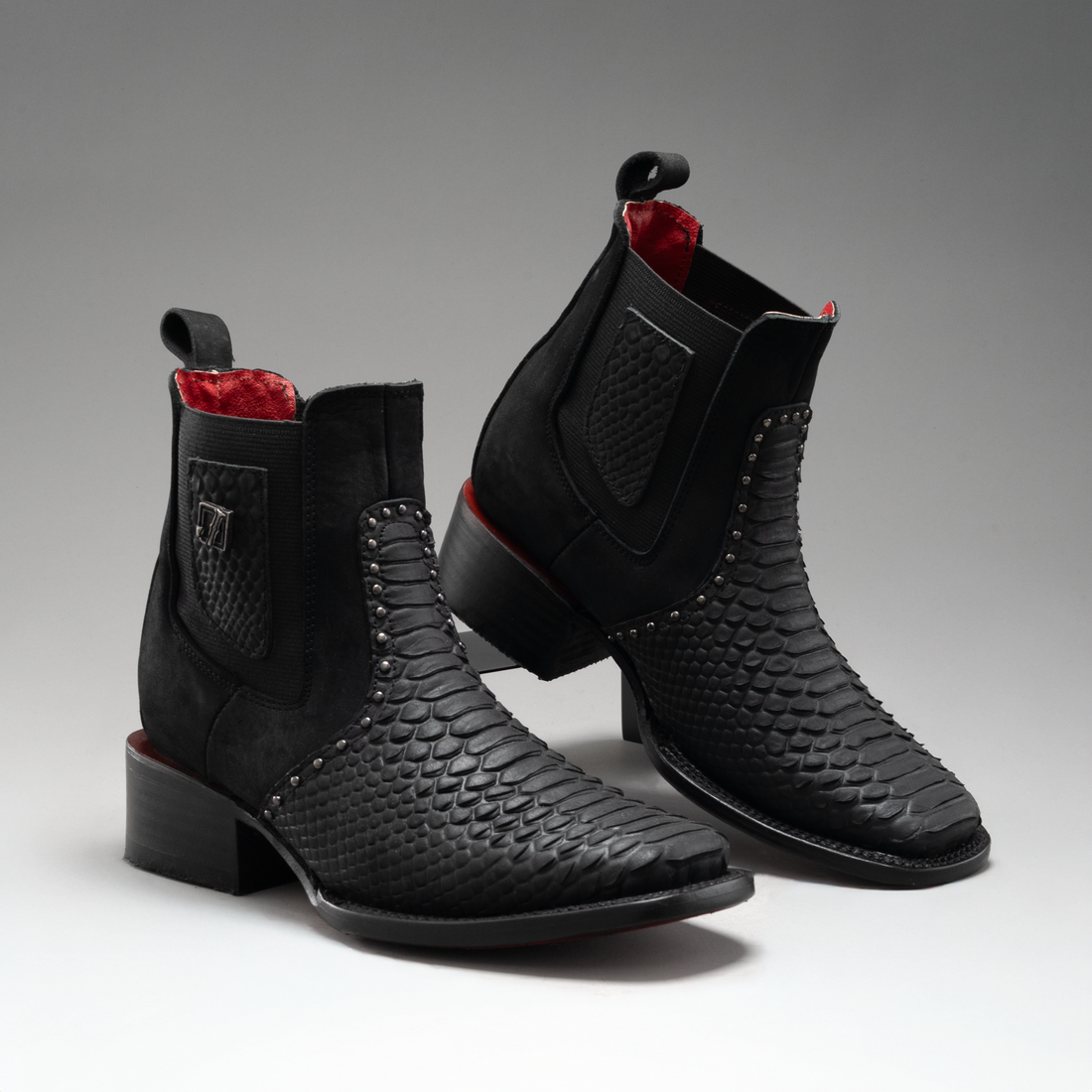 WOMEN'S VIPERETTE PYTHON TRIBUTE SQUARE TOE ANKLE BOOTS