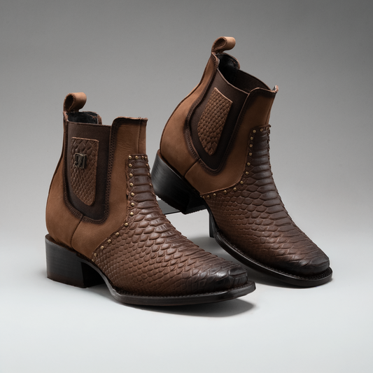 WOMEN'S VIPERETTE PYTHON TRIBUTE SQUARE TOE ANKLE BOOTS