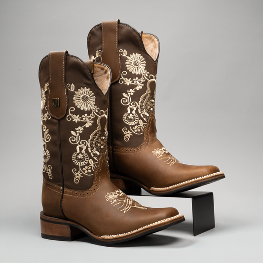 BRENDA | WOMEN'S EMBROIDERED SQUARE TOE COWBOY BOOTS