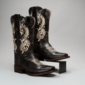 Jenny| WOMEN'S CLASSIC EMBROIDERED SQUARE TOE COWBOY BOOTS DARK BROWN