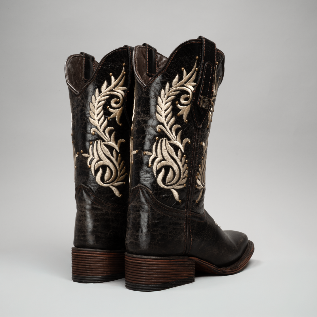 Jenny| WOMEN'S CLASSIC EMBROIDERED SQUARE TOE COWBOY BOOTS DARK BROWN