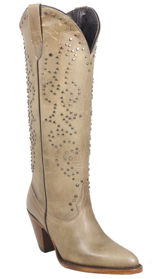 Taylor | All Leather Snip Toe Knee High Boots (Stone)