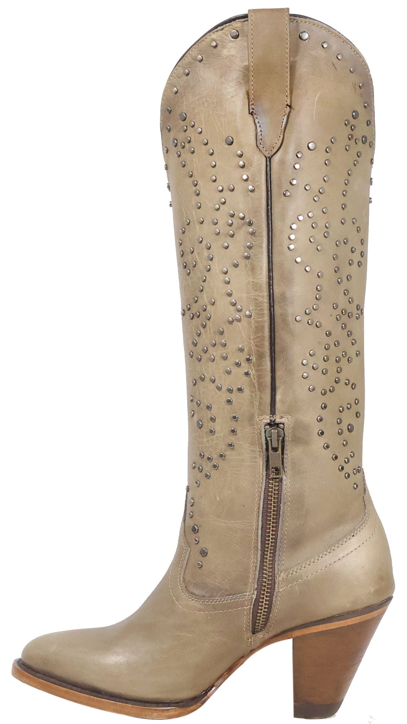 Taylor | All Leather Snip Toe Knee High Boots (Stone)