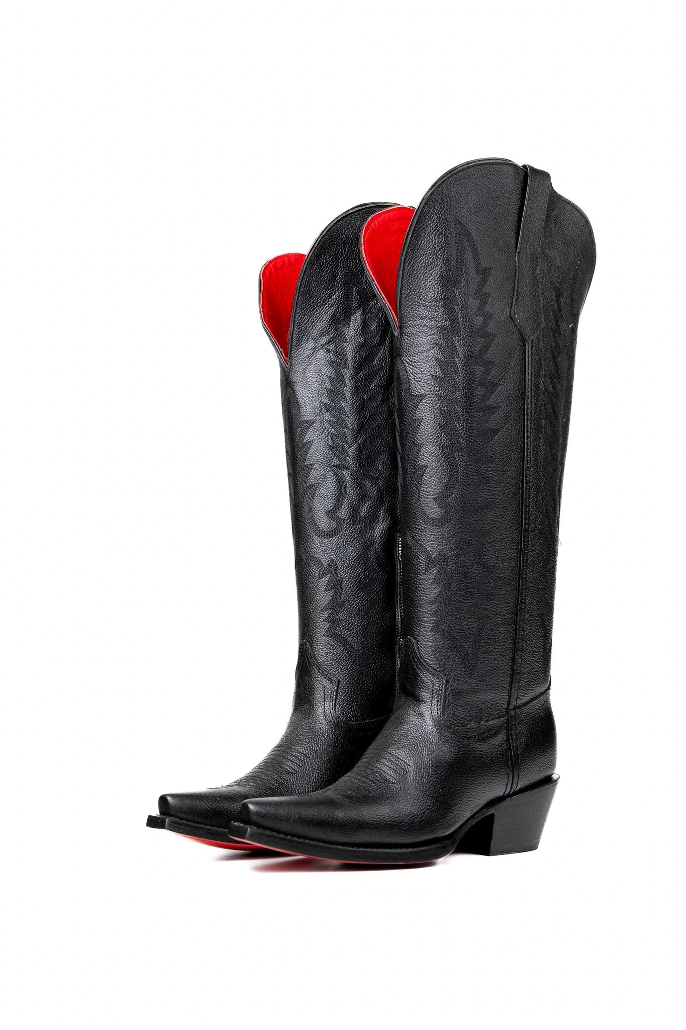 Valentina| Tall Red Bottom Wide Calf Snip Toe Cowgirl Boot