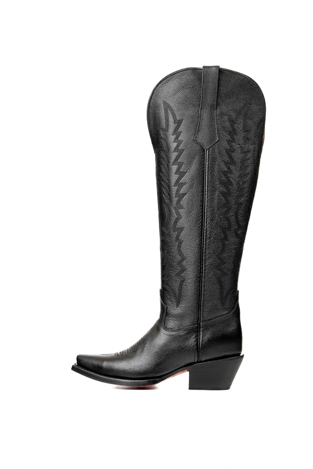 Valentina| Tall Red Bottom Wide Calf Snip Toe Cowgirl Boot