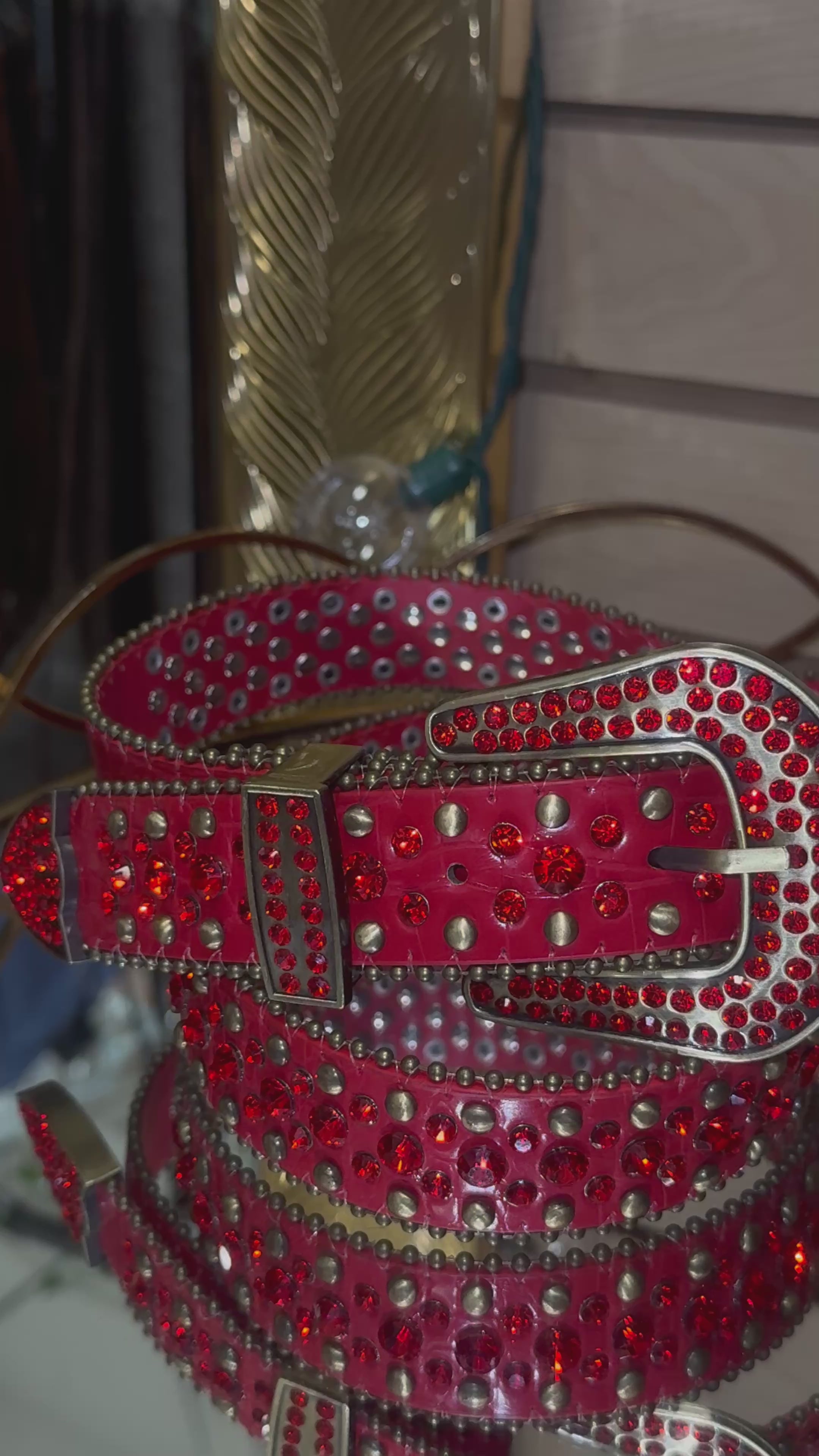 Alma| Rhinestone Leather Belt